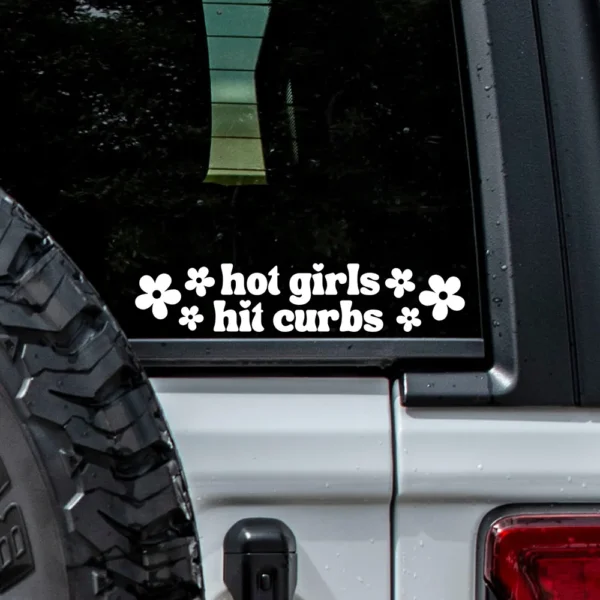 'Hot Girls Hit Curbs' Window Sticker - Image 3