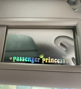 'Passenger Princess' Car Mirror Sticker