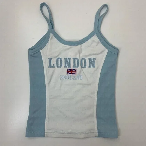 London Embroidered Flag Crop Tank Top - Image 4