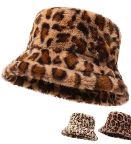 Leopard Print Fluffy Bucket Hat