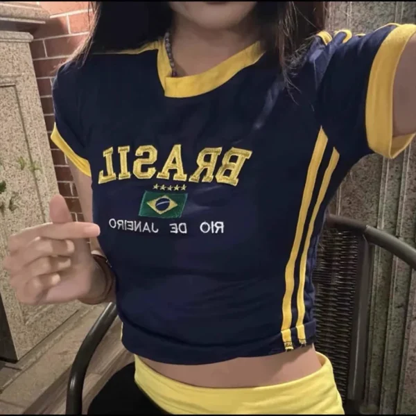 Brasil Embroidered Baby Tee - Image 6