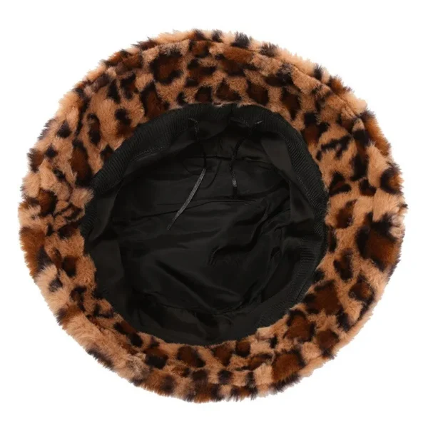 Leopard Print Fluffy Bucket Hat - Image 8