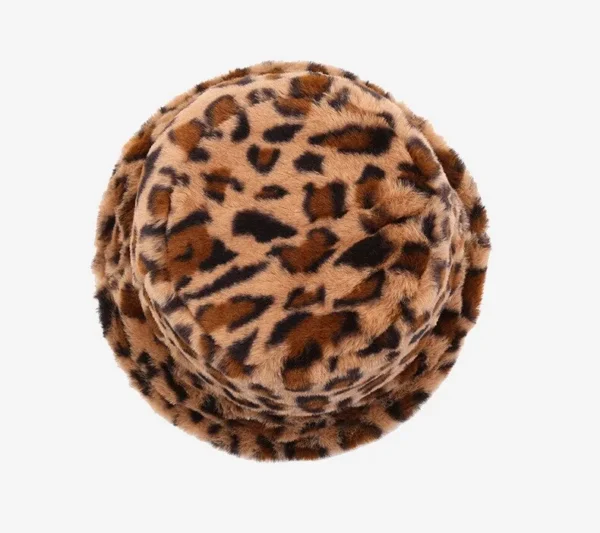 Leopard Print Fluffy Bucket Hat - Image 6