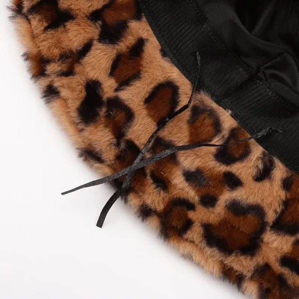 Leopard Print Fluffy Bucket Hat - Image 7