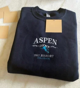 Navy Aspen Ski Resort Embroidered Sweater