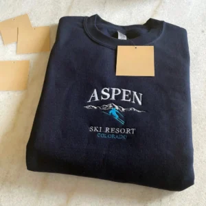 Navy Aspen Ski Resort Embroidered Sweater