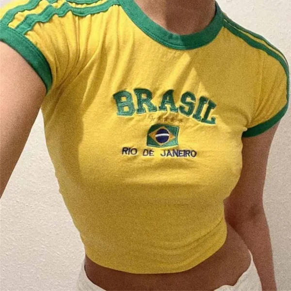 Brasil Embroidered Baby Tee - Image 3