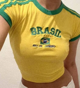 Brasil Embroidered Baby Tee