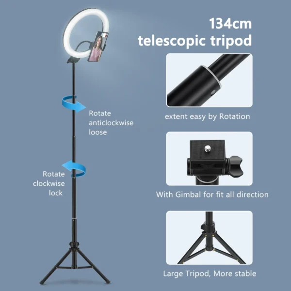 Ring Light Tripod - Livestream TikTok Selfies - Image 4