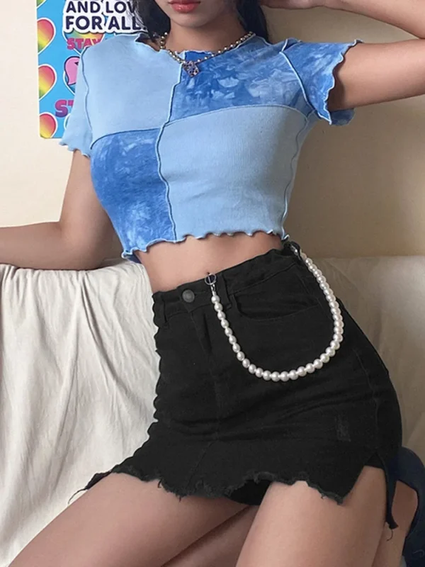 Patchwork Dyed Sequin Crop Top - Image 5