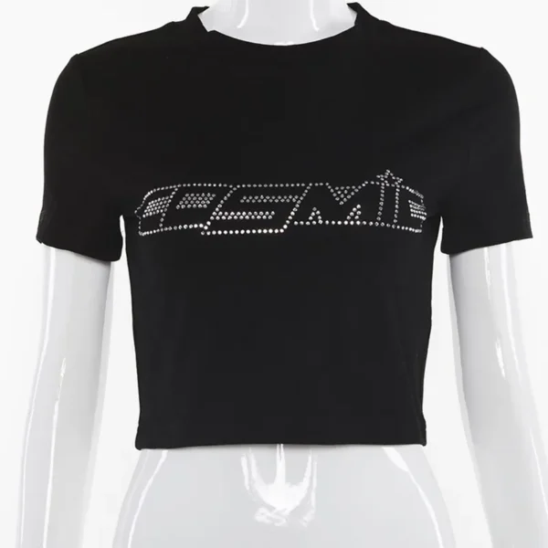 Cosmic Rhinestone Crop Top Short Sleeve - Image 3