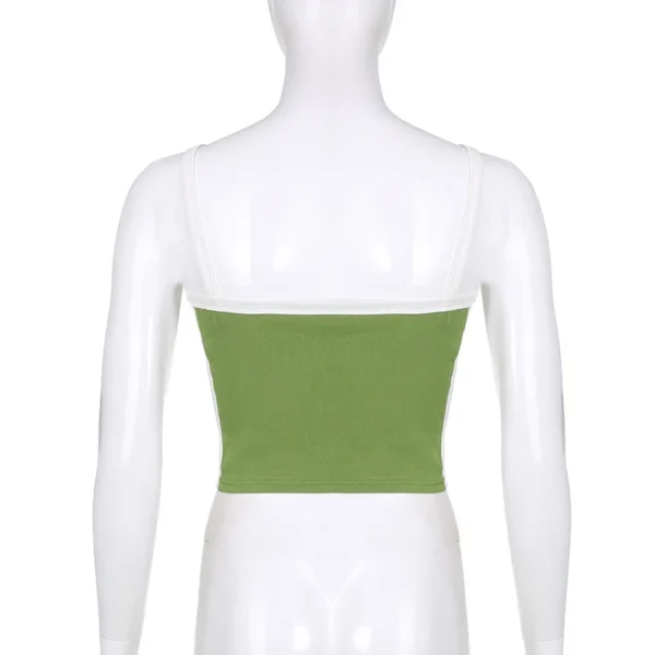 Cropped Patchwork Camisole Tank Top - Image 10