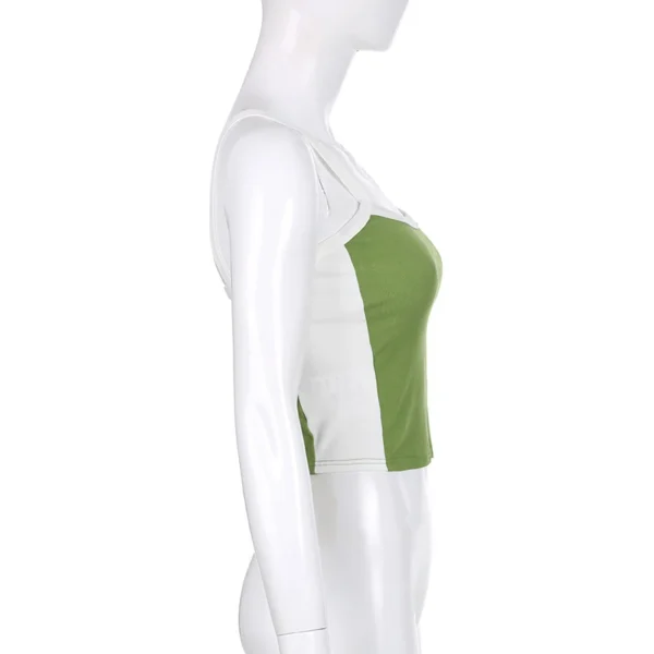 Cropped Patchwork Camisole Tank Top - Image 9