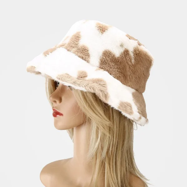 Cow Print Plush Bucket Hat - Image 7