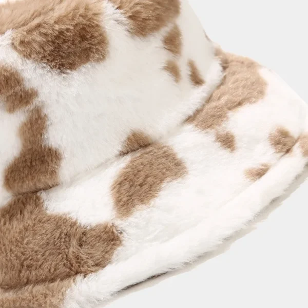 Cow Print Plush Bucket Hat - Image 9