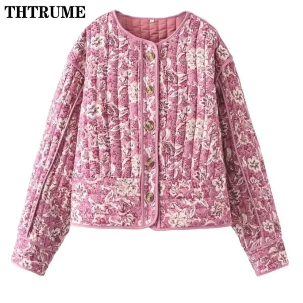 Floral Print Padded Quilt Jacket - Image 5