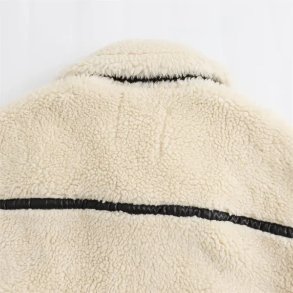 Sherpa Contrast Piped Motorcycle Style Jacket - Image 14