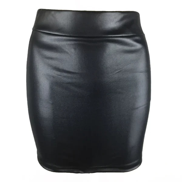 High Waist Pencil Mini Skirt Faux Leather Look - Image 4