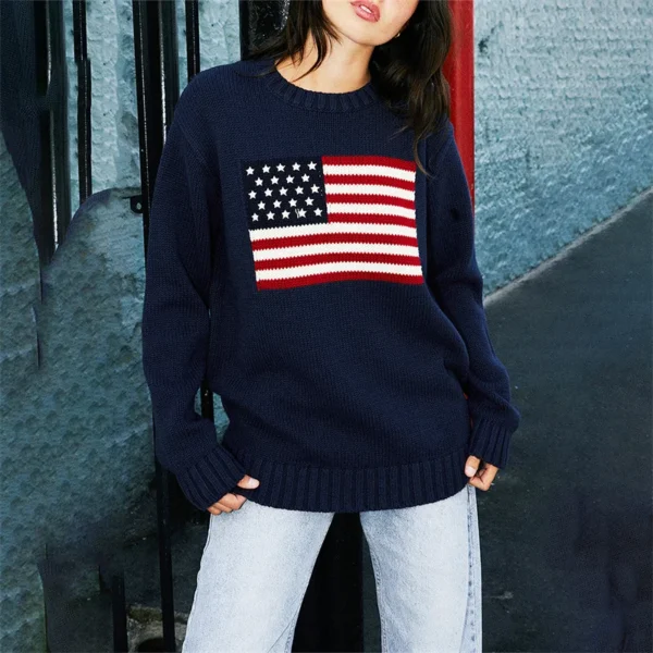 American Flag Knitted Pullover Jumper - Image 2