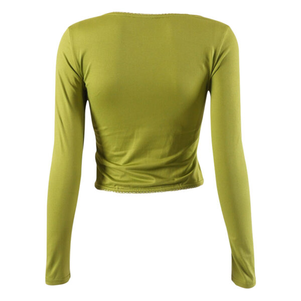 Lace Trim Flower Detail Square Neck Crop Top - Image 9