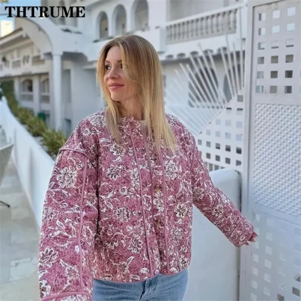 Floral Print Padded Quilt Jacket