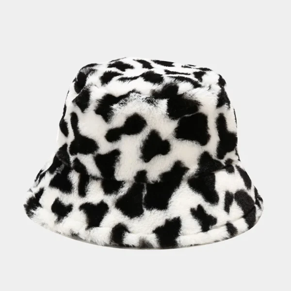 Cow Print Plush Bucket Hat - Image 5