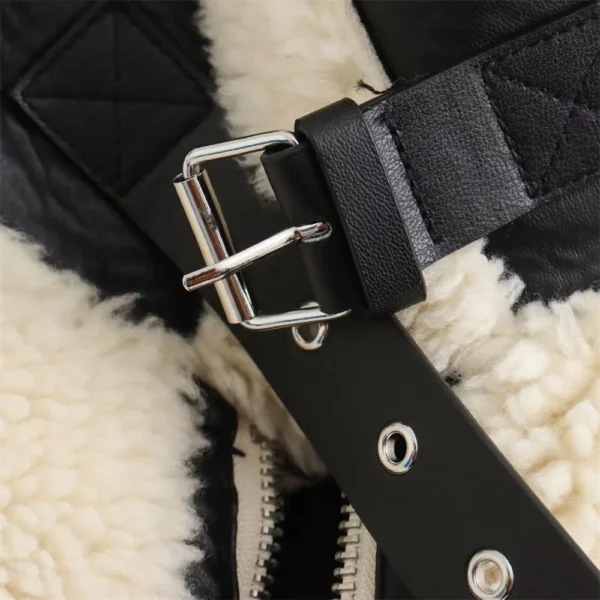 Sherpa Contrast Piped Motorcycle Style Jacket - Image 11