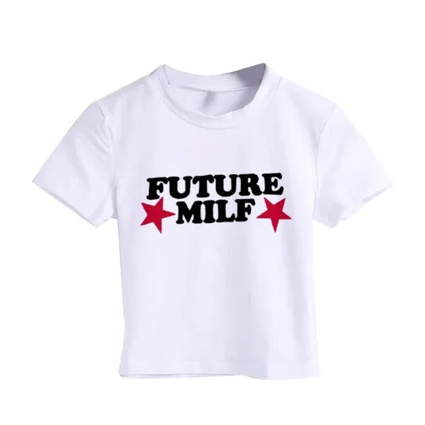 Future MILF Printed Crop Top White - Image 5