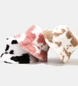 Cow Print Plush Bucket Hat