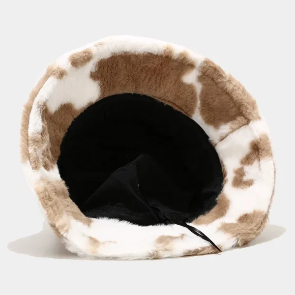 Cow Print Plush Bucket Hat - Image 2