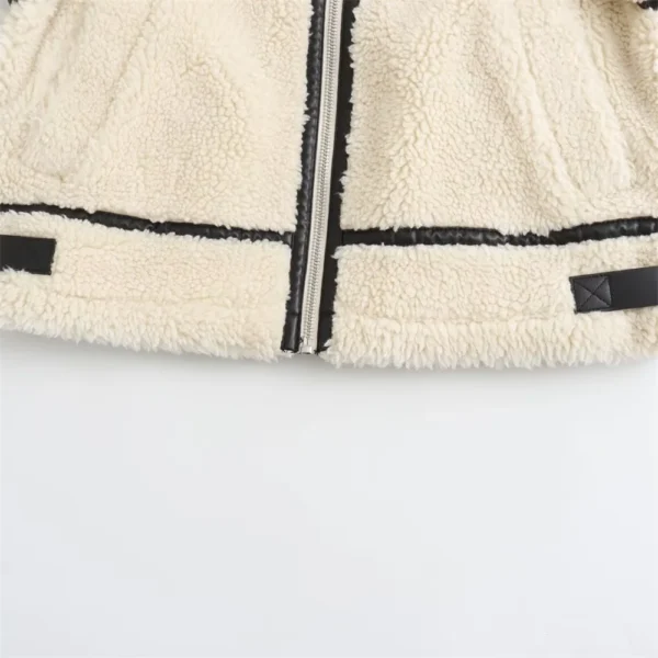 Sherpa Contrast Piped Motorcycle Style Jacket - Image 10