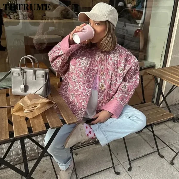 Floral Print Padded Quilt Jacket - Image 3