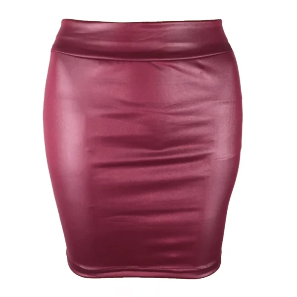 High Waist Pencil Mini Skirt Faux Leather Look - Image 5