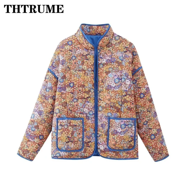 Floral Print Padded Quilt Jacket - Image 8