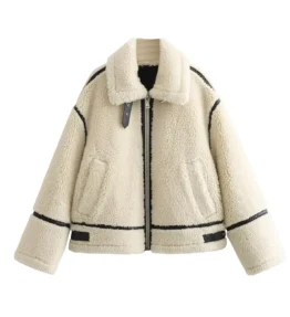 Sherpa Contrast Piped Motorcycle Style Jacket