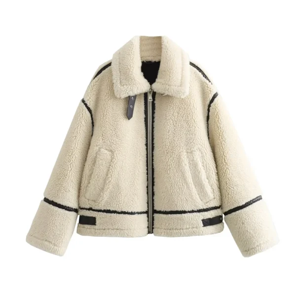 Sherpa Contrast Piped Motorcycle Style Jacket