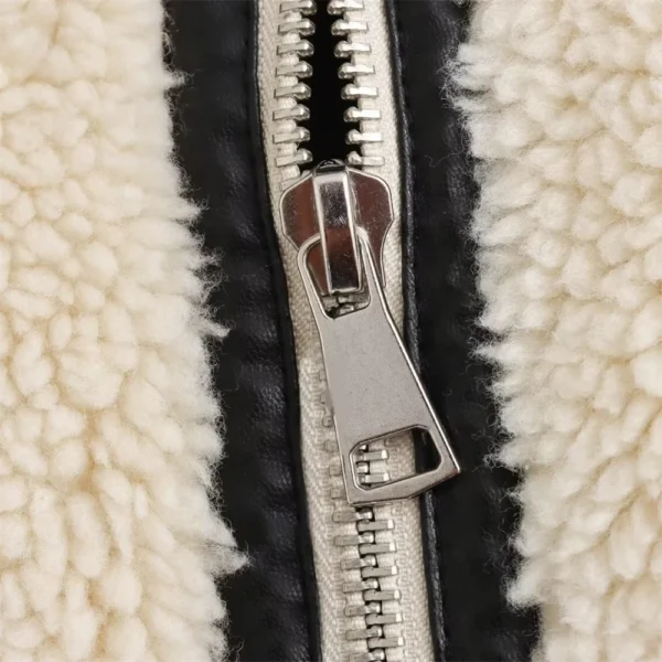 Sherpa Contrast Piped Motorcycle Style Jacket - Image 12