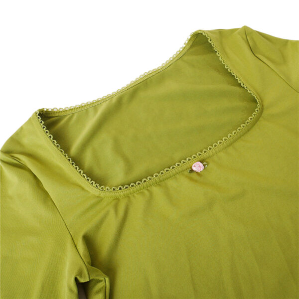 Lace Trim Flower Detail Square Neck Crop Top - Image 10