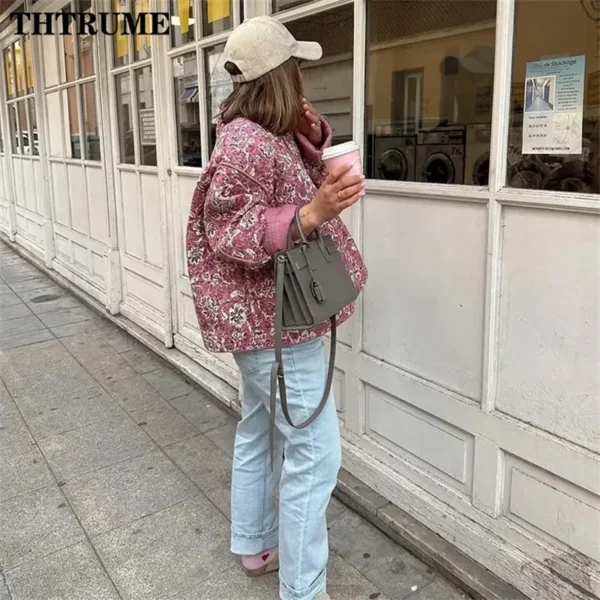 Floral Print Padded Quilt Jacket - Image 4