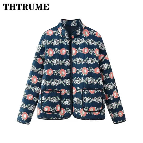 Floral Print Padded Quilt Jacket - Image 6