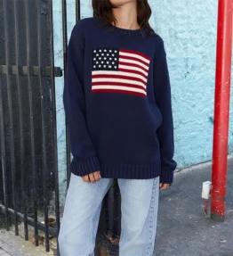American Flag Knitted Pullover Jumper