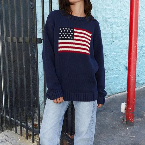 American Flag Knitted Pullover Jumper