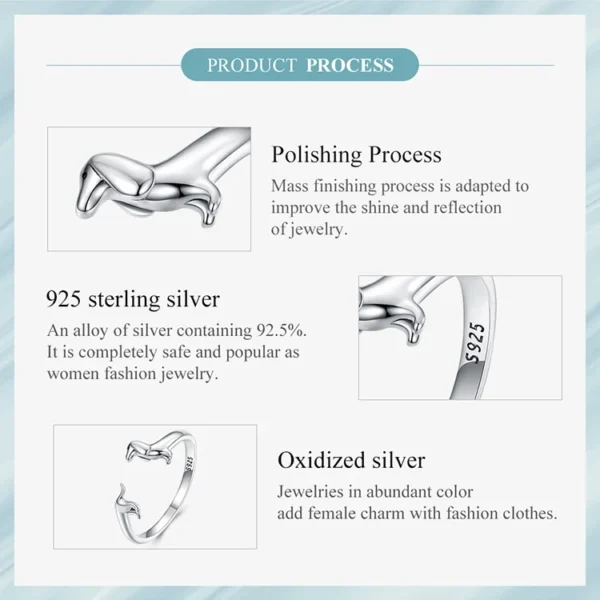 Sausage Dog Dachshund Ring, 925 Silver - Image 9