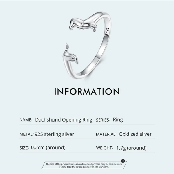 Sausage Dog Dachshund Ring, 925 Silver - Image 11