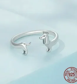 Sausage Dog Dachshund Ring, 925 Silver