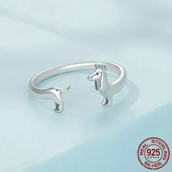 Sausage Dog Dachshund Ring, 925 Silver