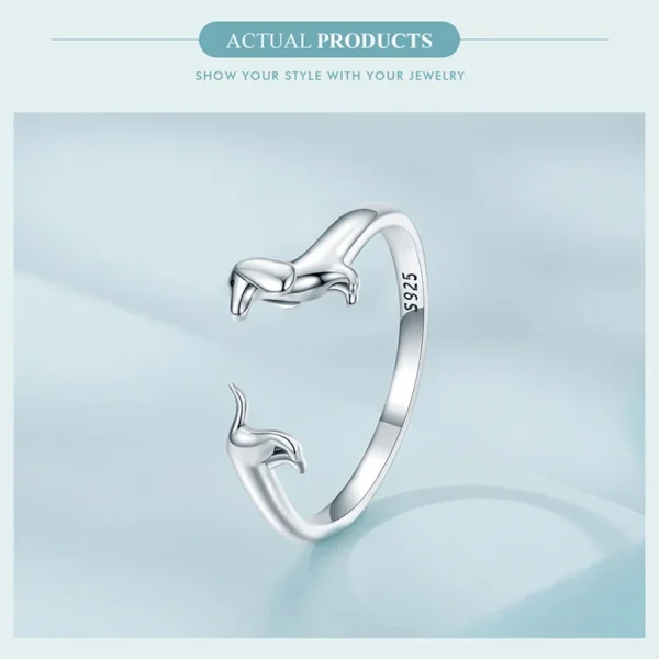 Sausage Dog Dachshund Ring, 925 Silver - Image 6