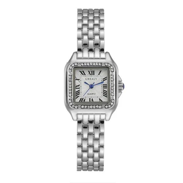 Luxury Stainless Steel Square Dial Ladies Quartz Watch - Image 6