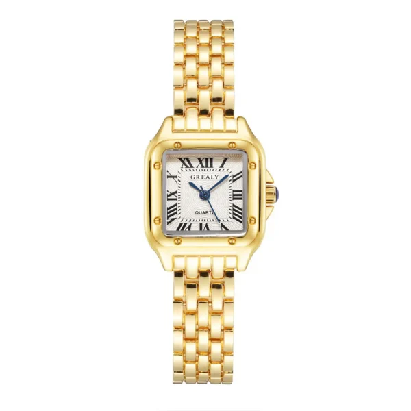 Luxury Stainless Steel Square Dial Ladies Quartz Watch - Image 3