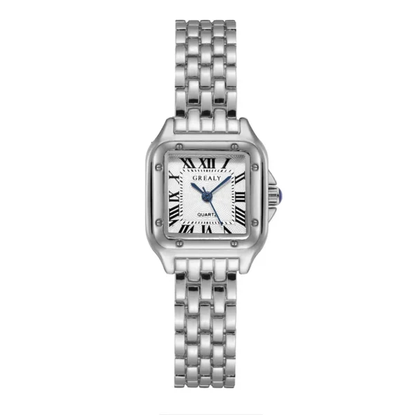 Luxury Stainless Steel Square Dial Ladies Quartz Watch - Image 4